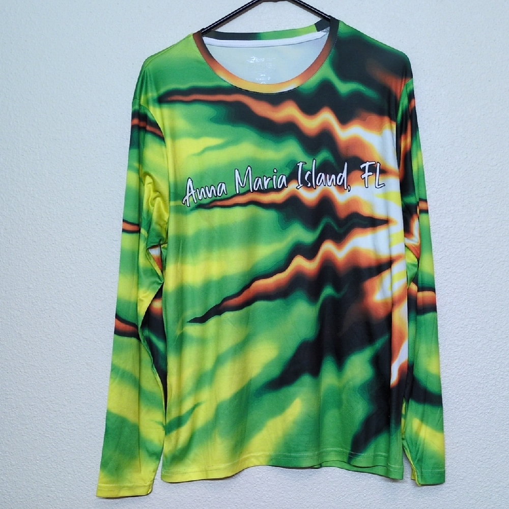 Alvin's Island Performance Fabrics Vibrant Tie-Dye Long Sleeve Shirt Size M